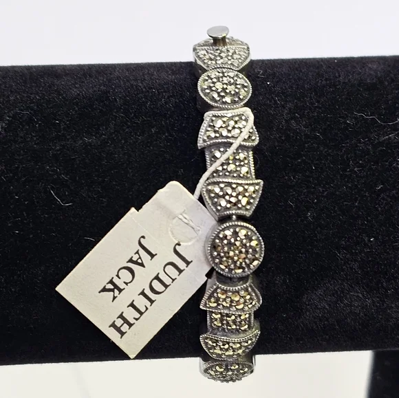 Judith Jack Art Deco Style Sterling Silver & Marcasites Bracelet! - Picture 5 of 6